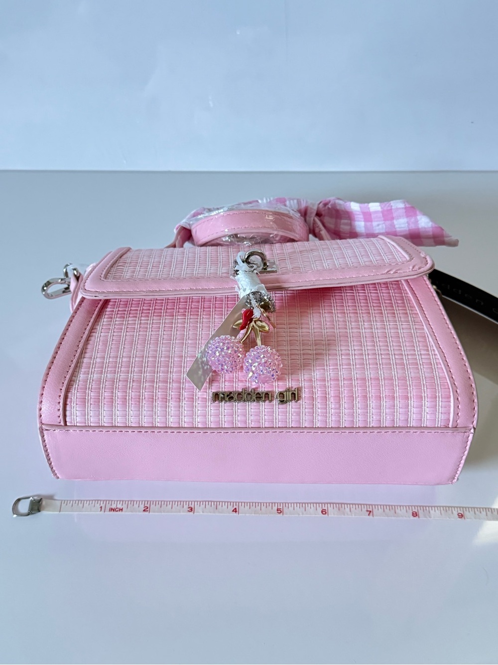 Madden Girl Ballet Pink Top Handle Crossbody Bag NWT | Cherry Charm - Picture 8 of 9